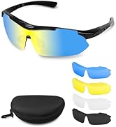 Hurdilen Polarized Cycling Sunglasses for Men Women, 5 Lenses UV Protection Anti-Glare Glasses fo...