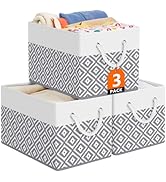 StorageTastic Storage Bins, 3-Pack Large Storage Box with Rope Handles, Collapsible Storage Baske...