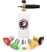 Tool Daily Foam Cannon with 1/4 Inch Quick Connector, 1 Liter, 5 Pressure Washer Nozzle Tips