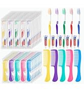 Disposable Toothbrushes with Toothpaste and Comb in Bulk, Individually Wrapped Soft Bristle Trave...