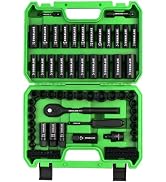 105-Piece 3/8" Drive Impact Socket Set, SAE (5/16 to 3/4 inch) and Metric (8-22mm) 6 Point CR-V S...