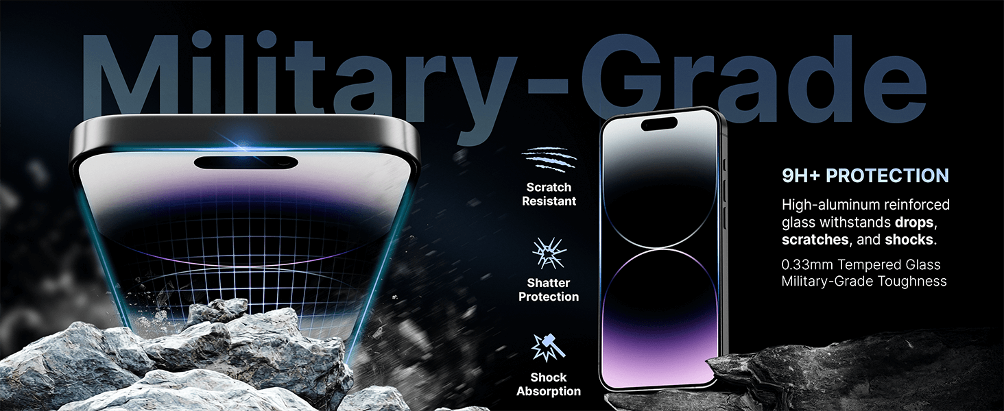 Powlexa iPhone 16 Series 9H military-grade tempered glass screen protector shockproof shatterproof