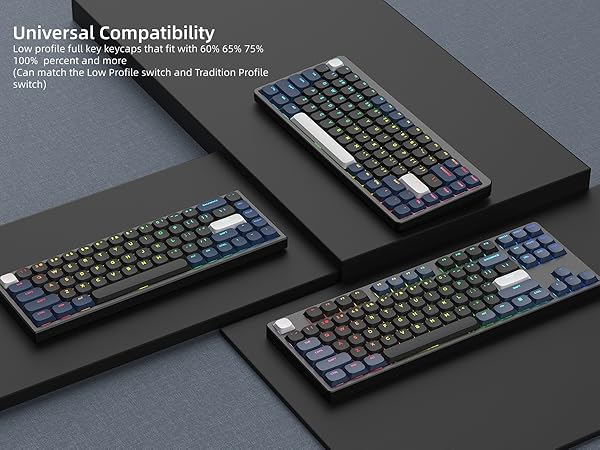 Low Profile Keycaps - PBT Shine Through Keycaps for Mechanical Keyboard Custom Key caps