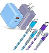 Fast Charging Wall Charger with Right-Angle USB C Cable 10FT, 2-Pack 20W USB C Power Adapter Dual...