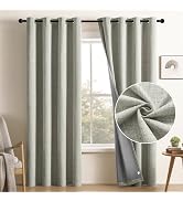 CUCRAF 100% Total Blackout Curtains 84 Length for Window Treatment, Faux Linen Thermal Insulated ...