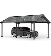 SUNJOY Carport 12 ft. x 20 ft. Hardtop Gazebo Heavy Duty Garage Car Shelter with Powder-Coated St...