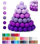 160PCS FIVEIZERO 12mm Silicone Beads for Keychain Making, Purple Mixed 6 Colors Round Silicone Be...