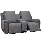 PureFit Water Resistant Reversible Loveseat Recliner Couch Cover with Console – Non Slip Split Wa...