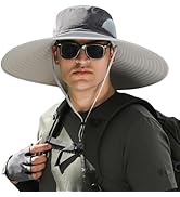 6 inch Wide Brim Sun Hat for Men Women UV Protection Ventilated Outdoor Bucket Fishing Hats Packa...