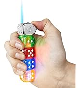 Dice Cool Lighter with Flashing Light,Windproof Jet Flame Refillable Butane Lighter,Novelty Torch...