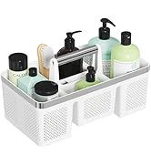 BYUNER Plastic Shower Caddy Dorm: Portable Shower Basket Tote with Handle, 4 Compartments, All-Si...