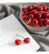 Galepromot 20Pcs Red Artificial Cherries,Fake Cherries,Fake Fruit Decor Simulation Cherry Model L...