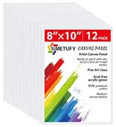 Simetufy Canvas for Painting 12 Pack 8x10 Canvas Boards for Painting, Blank Canvas Panels Art Pai...
