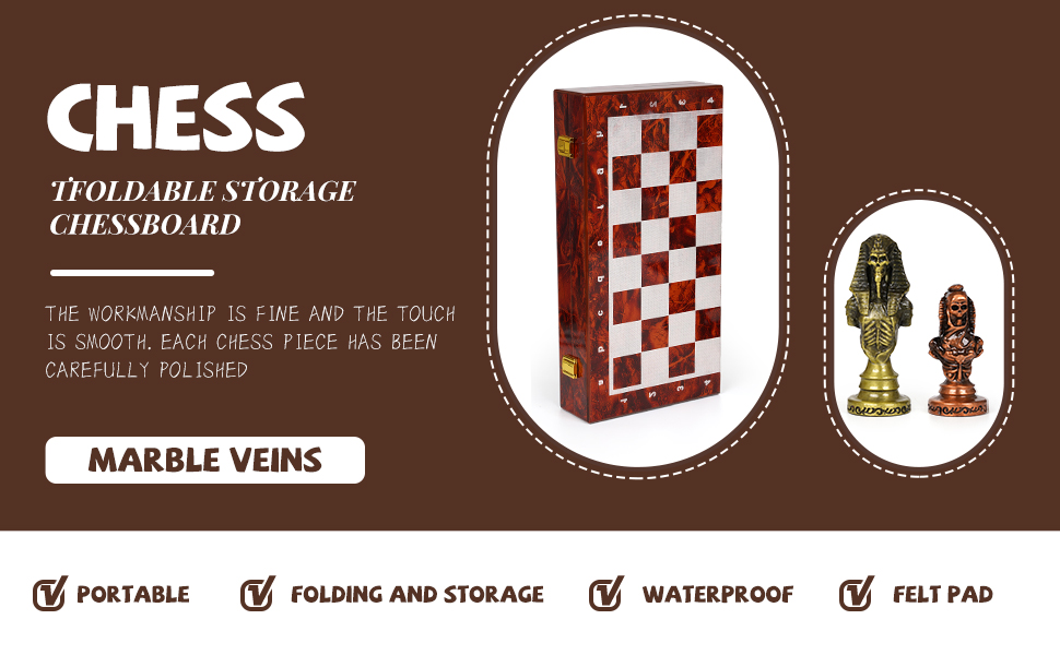 Large Egyptian Metal Chess Set for Adults