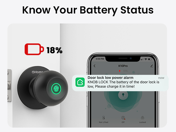 ghome smart door knob for front door temporary password secure lock