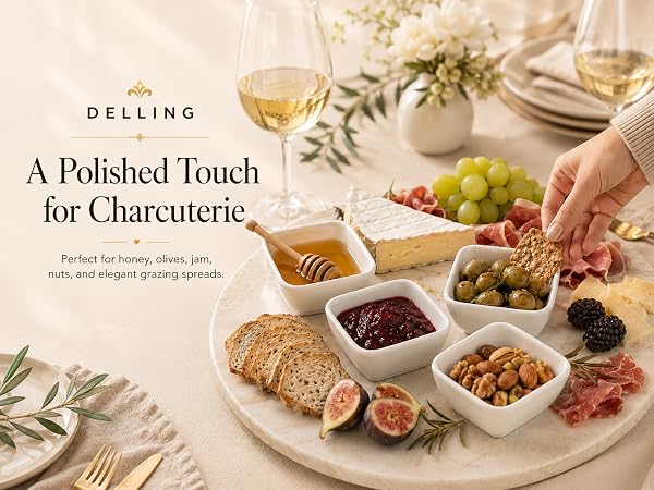 A Polished Touchfor Charcuterie Perfect for honey, olives, jam,nuts, and elegant grazing spreads.