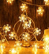 Christmas Snowflake Lights, 20ft 40 LED Christmas Decorations for Bedroom, Battery Powered 2 Mode...