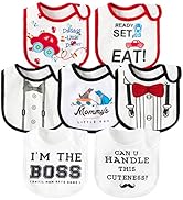 2ooya 7Pcs Cotton Waterproof Baby Bibs Hook Loop Closure Newborn Bib Keepsake Baby Gift for Drool...