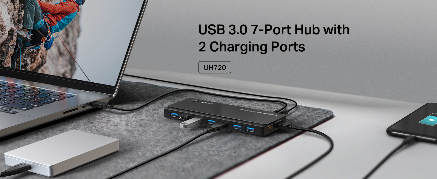 USB 3.0 7-Port Hub with 2 Charging Ports