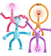 Delighkidz Sensory Fidget Toys for Kids : 4 Pack LED Giraffe Telescopic Pop Tubes 2 3 4 5 6 7 8 Y...