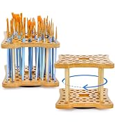 Cedilis 2 Pack Rotating Paint Brush Holder, 59 Holes Bamboo Paintbrush Holder Organizer for Pen, ...