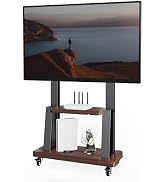 Mobile TV Cart for 32-75 Inch Flat/Curved LED/LCD/OLED TVs, Height Adjustable Rolling TV Stand wi...