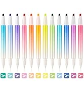 HANKU Erasable Highlighters Assorted Colors 12 Pack, Dual Tip Erasable Markers Pens, Chisel Tip S...