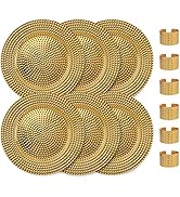 Home Collectives 13 Inch Round Elegant Serve ware Charger Plates with Matching Napkin Rings, Wedd...