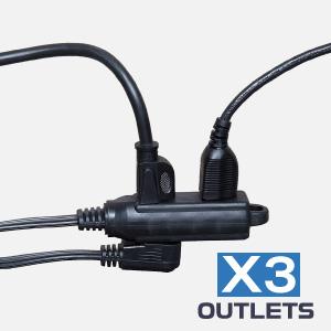 16/3 Black Extension Cord, 3-in-1 Outlet