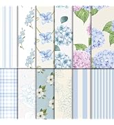 48 Sheets Scrapbook Paper 11x11, Hydrangea Pattern Decorative Scrapbook Paper for Journals DIY Ca...