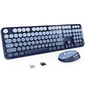 Nowlike Wireless Keyboard and Mouse Combo, Retro Typewriter Keyboard with Round Keycaps, Full-Siz...