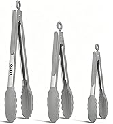EEKEDO Kitchen Tongs, Stainless Steel Cooking Tongs with Silicone Tips, 600ºF High Heat-Resistant