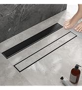 EBYTE Linear Shower Drain 24 Inch - SUS 304 Stainless Steel Linear Drain, Matte Black Shower Drai...