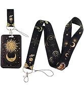 Yansitu Black ID Badge Holder Lanyard for Men Cool & Cute Moon Sun Key Lanyard for Women Girls St...