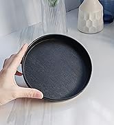 VCREATC Black Round Small Tray - 6.5 Inch Elegant Bathroom Vanity Tray, Kitchen Counter Organizer...