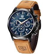 BENYAR Mens Watch Analog Quartz Movement Chronograph Stylish Casual Wristwatch with Stainless Ste...