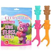 Kids Dental Floss Picks for Children, 200Ct Cute Bear Heart Shape Kids Flossers, Biodegradable Wh...