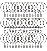 Rustproof Drapery Matte Stainless Steel Metal Curtain Rings with Clips (Mist Silver, 1.5''-44Pack)