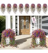 Alupssuc 8PCS Artificial Fake Hanging Flowers for Outdoor Spring Decoration, UV Resistant No Fade...