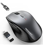 TECKNET Wireless Mouse Jiggler, USB-C Rechargeable Mouse, Silent Mouse Quiet Click, Build-in Mous...