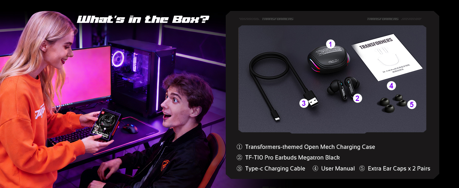 Transformers Official Megatron Wireless Gaming Waterproof Earbuds Bluetooth Gift