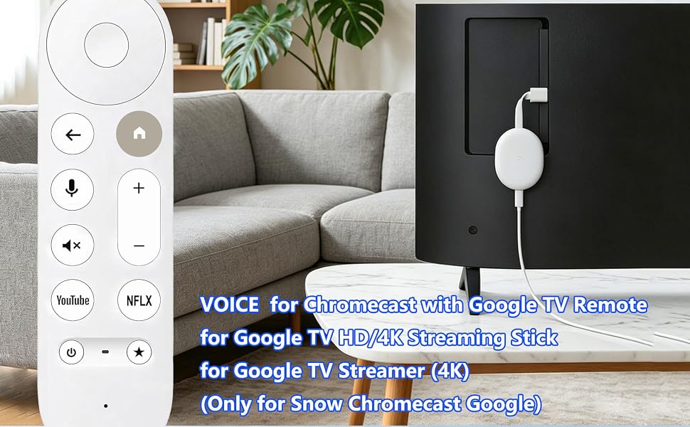 Voice Remote Control for Google Chromecast TV 4K