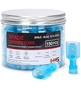 HKS 150PCS Nylon Male Spade Quick Disconnect Connector - Blue 16-14 AWG Electrical Wire Connector...