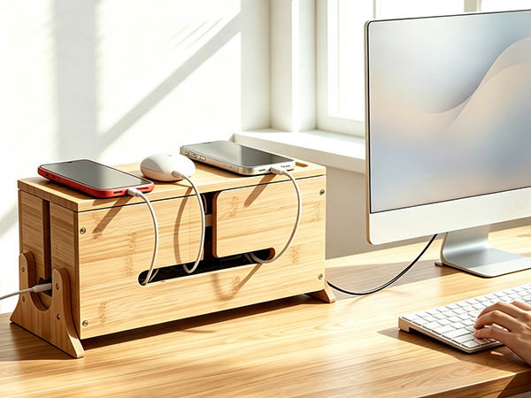cable management box, wooden box, wood box, cord hider box, cable management