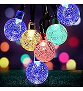 Solar String Lights Outdoor Waterproof,8 Mode 7M/24Ft 50LED Cracked Crystal Ball Outdoor Solar Po...