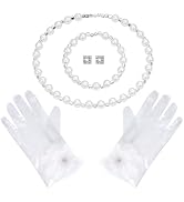Haakong 6 Pcs First Communion Accessory Set Faux Pearl Necklace Gloves for Birthday Tea Party Wed...