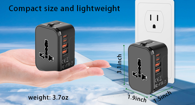 compact size lightweight save space travel essential small portable easy to carry mini plug adapter
