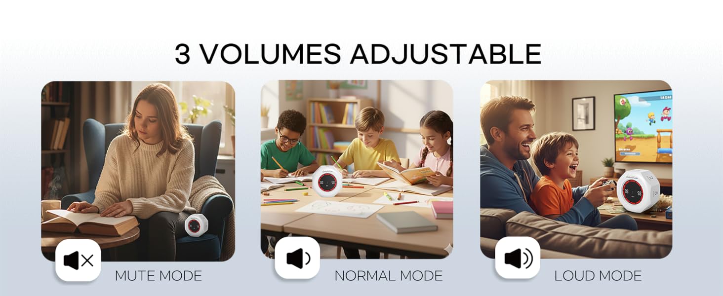 Creaviva digital visual timer with 3 volumes controlled mute flashing normal loud mode