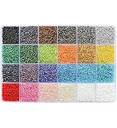 Laopottbeads 24000PCS 2mm Glass Seed Beads Kit – 24 Assorted Colors Small Beads Set for Jewelry M...