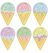 24PCS Ice Cream Shaped Paper Plates, 6 Designs Dessert Party Plates 10.6 x 6.9 Inch, Colorful Spr...